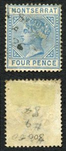 Montserrat SG11 4d wmk Crown CA Fine used (corner perf crease) Cat 275 pounds