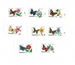 Maldives 1991 - Butterflies & Flowers - Set of 8 Stamps - Scott 1563-70 - MNH