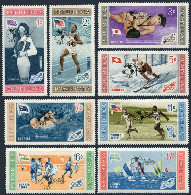 Dominican Rep B21-B25,CB13-CB15, MNH. 1959.IGY-1957-58. Olympics Melbourne-1956.