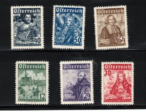 Austria #B112 - #B117 Very Fine Never Hinged Set