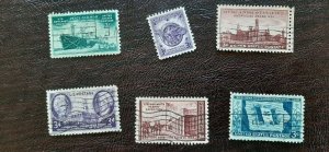 Scott # 939-944; 6 used stamps from 1946. sound, off paper, most VF centering.