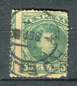 SPAIN; 1901 early Alfonso issue fine used 30c. value PERF SHIFT VARIETY