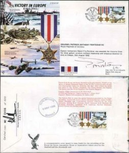 JS45/12FC Victory in Europe sign by Colonel Patrick Anthony Porteous VC. (F) 