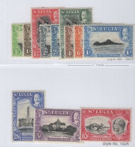 1936 ST. Lucia 95-106 Set F-VF MNH/LH with some Dist. Gum  (JH 4/18/21) GP 