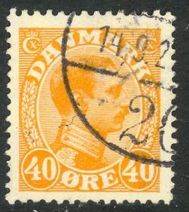 DENMARK 1913-28 40o Orange King Christian X Sc 119 VFU