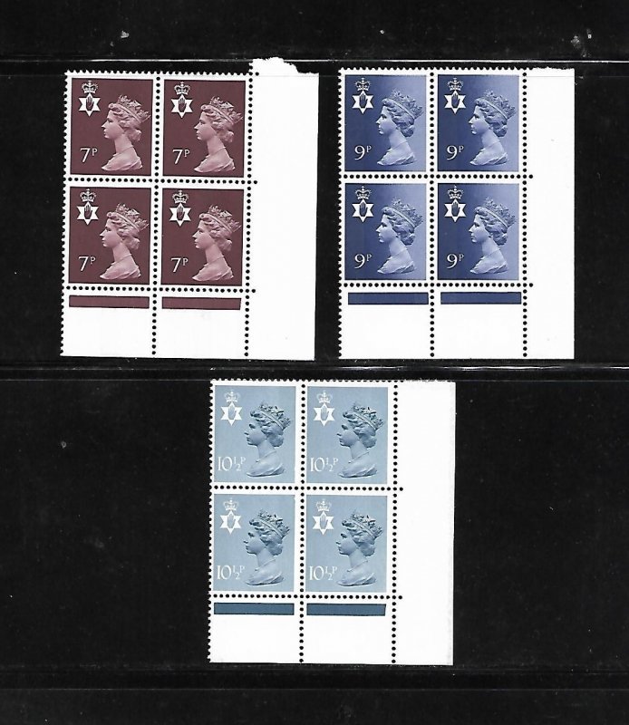 Great Britain Stamps: Northern Ireland: #NIMH 9/12/14; Machins; MNH Blocks/4