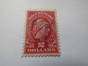 US Stamps-Internal Revenue Scott #R241 used, Series of 1917 $2 Documentary-Rose,