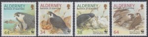 ALDERNEY Sc # 142-7 CPL MNH SET of 6 DIFF WWF PEREGRINE FALCONS