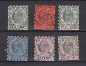 Gibraltar KEVII 1903 Set To 1/- SG46/51 VFU/MH BP9366