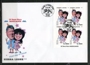 SIERRA LEONE 20 YEARS SINCE MONICAGATE  SHEET FIRST DAY COVER 