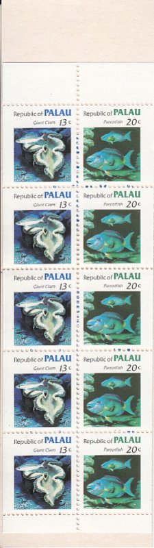 Palau 1983-84 MNH Sc 13b 13c Giant clam, 20c Parrotfish Complete Booklet