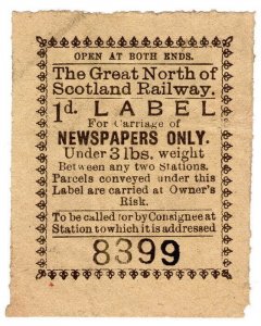 (I.B) Great North of Scotland Railway : Newspaper Parcel 1d 