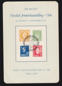 Norway 1951 Philatelic Exposition Souvenir Sheet Oslo Mint NH