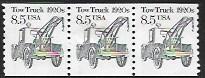 US #2129   Used Strip of 3 Coils on paper.  Tow Truck 1920s
