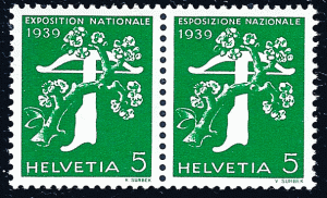 Switzerland 1939 Sc 256-264 coil pair plain paper MNH French-Italian