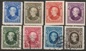 Slovakia 1939 Sc 26-33 set most MH*/used, includes 28a,29a