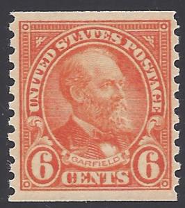 # 723 6c James A. Garfield Coil Single 1932 Mint LH