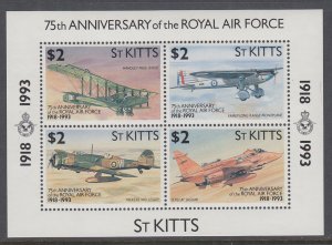 St Kitts 355 Airplanes Royal Air Force Souvenir Sheet MNH VF