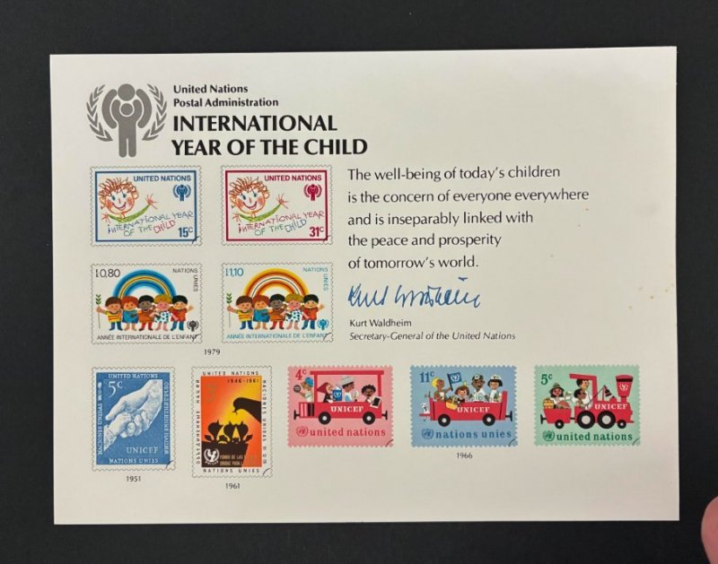 United Nations. 1979 Souvenir Cards. SC15. Mint NH. w/First Day Cancels. 17265