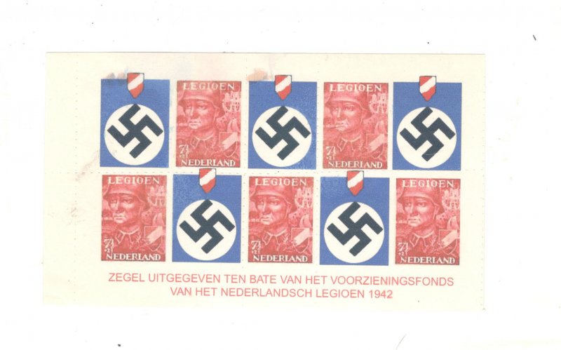 NETHERLANDS UNDER GERMAN OCCUPATION POSTER STAMP, FULL SHEET