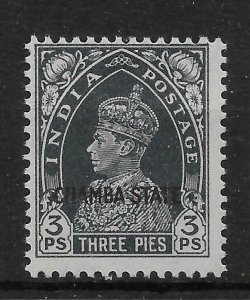 INDIA-CHAMBA SG82 1938 3p SLATE MTD MINT