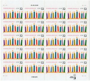 Scott #3118 Hanukkah Full Sheet of 20 Stamps - MNH