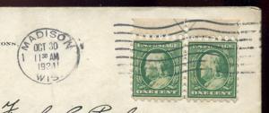 Scott #343/383 PERKINS Private Perf Line Pair on COVER w/ APS Cert (343 Perkins)