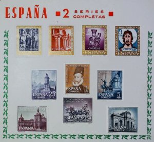 1961 Spain Stamps 2 Set Oviedo Asturia & Romanesque Art on Old Display MH* X381-