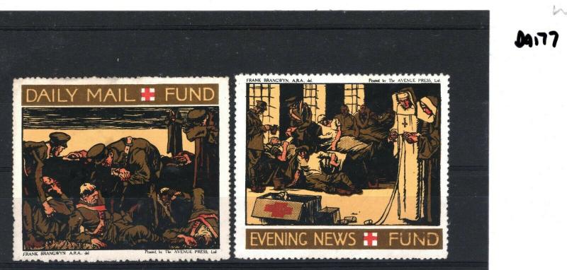 GB *Daily Mail & Evening News Fund* Charity Stamps Pair {2} WW1 DA177