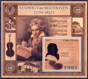 Ivory Coast 2012 Music Composer Ludwig Van Beethoven S/S MNH