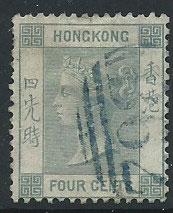 Hong Kong SG 9 VFU grey Wmk Crown CC