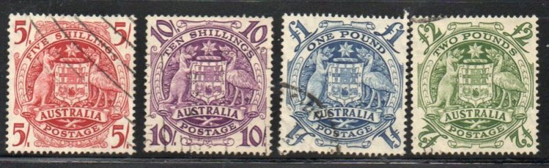 Australia Sc 218-21 1949-50 Hi Value Arms stamp set used