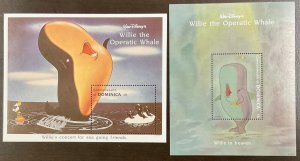 Dominica 2 Disney Willie the Operatic Whale Souvenir Sheets 5 x 4 inches  1983