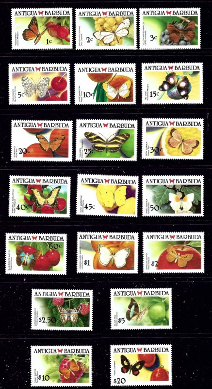 Antigua 1145-62 MNH 1988-90 Butterflies        (KB)