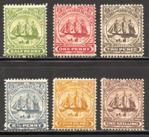 Turks and Caicos Scott 1-5,7 Unused HROG - 1900 Dependency's Badge Issue