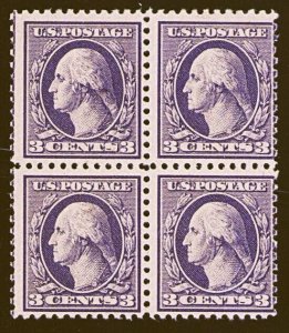 1918 3¢ Sc 529 Ty III MNH Block of 4 VF