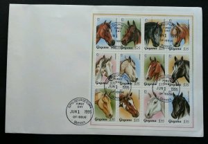 Guyana Horse 1995 Animal Pets (sheetlet FDC) *Rare *Large size