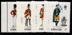 GIBRALTAR QEII SG248-251, 1970 Military uniforms set, NH MINT.