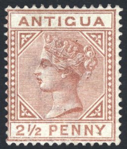 Antigua 1882 2 1/2d Red Brown Wmk CA SG 22 Scott 13 VLMM/MVLH Cat £190($250)