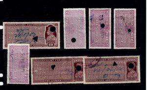 India 7 Used Court Fee Stamps - T265