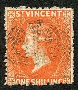 St Vincent SG24 1/- Vermilion Wmk Star S/ways Perf 11 to 12.5 x 15 Cat 85 pounds