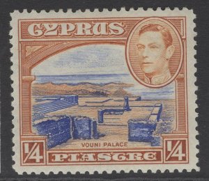 CYPRUS SG151 1938 ¼pi ULTRAMARINE & ORANGE-BROWN MTD MINT