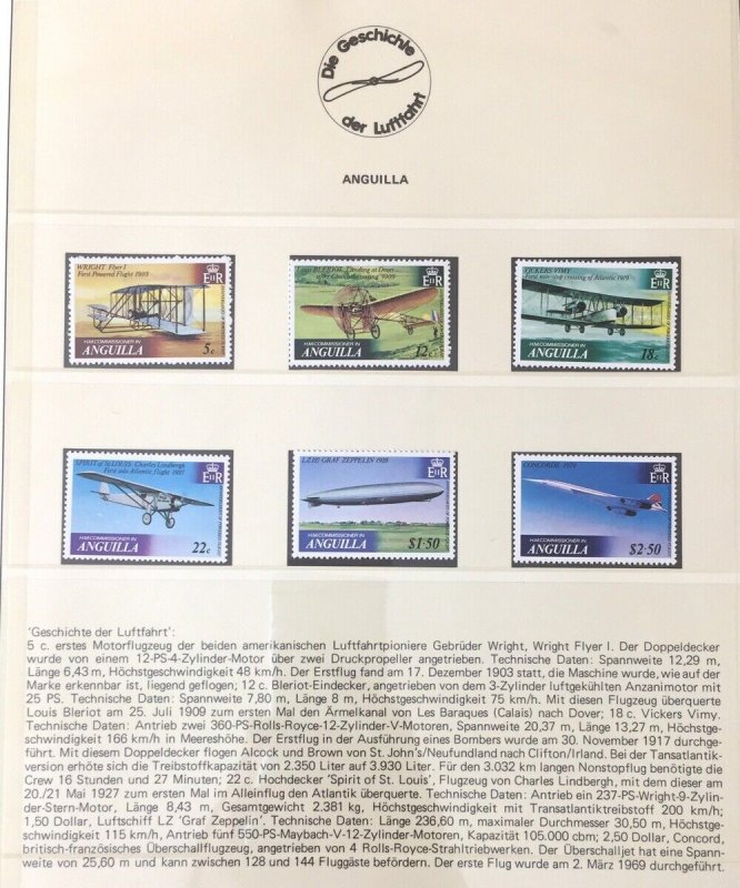 World Aviation Lindner Album Stamps Covers Sheets MNH Used 55 Pages.(GM1750)