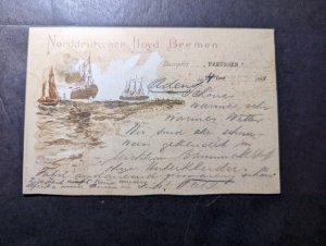 1897 Germany Seapost Postcard Cover Aden to Reutlingen Norddeutscher Lloyd