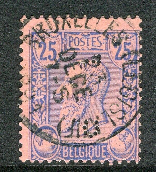 BELGIUM;  1884 early classic Leopold issue fine used 25c. value fair Postmark