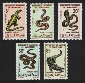 Mauritania Lizard Viper Cobra Python Crocodile Reptiles 5v 1969 MNH SG#327-331