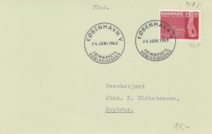 Denmark 1963 Copenhagen Cancels Hands Stamp Card to Hoptrup Ref 45707