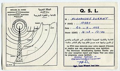 Moroccan Braodcasting System 1988 Q. S. L. Card