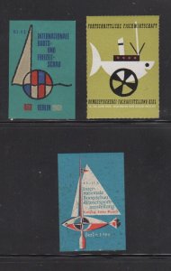 German Advertising Stamps - Group of 3 Aquatic Themed Expositions