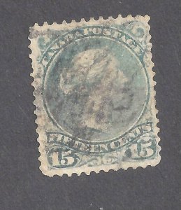 Canada # 30iv VF USED 15c GREENISH SHADE LARGE QUEEN BS26263
